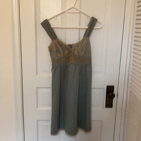 Anthropologie blue dress with gold lace - Picture 4 of 9